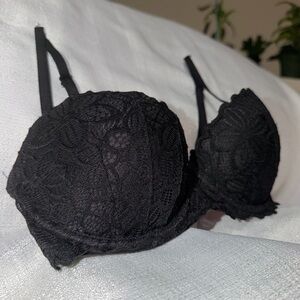 PINK Victoria's Secret Date Push Up Black Lace Bra